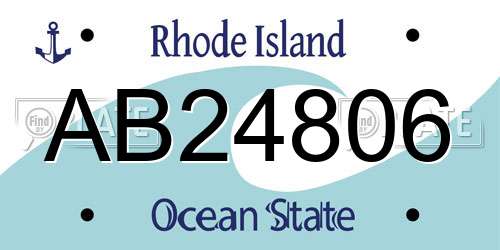 AB24806 Rhode Island License Plate
