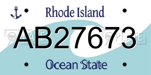 AB27673 Rhode Island License Plate