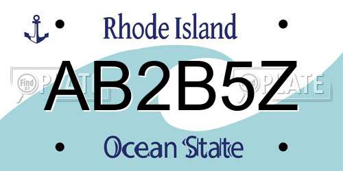AB2B5Z Rhode Island License Plate