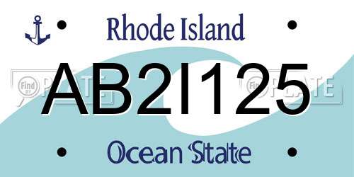 AB2I125 Rhode Island License Plate