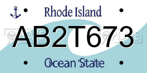 AB2T673 Rhode Island License Plate