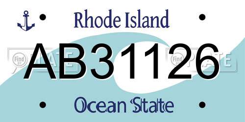 AB31126 Rhode Island License Plate