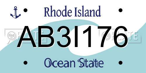 AB3I176 Rhode Island License Plate