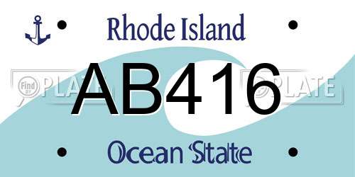 AB416 Rhode Island License Plate