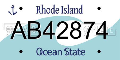 AB42874 Rhode Island License Plate