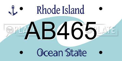 AB465 Rhode Island License Plate