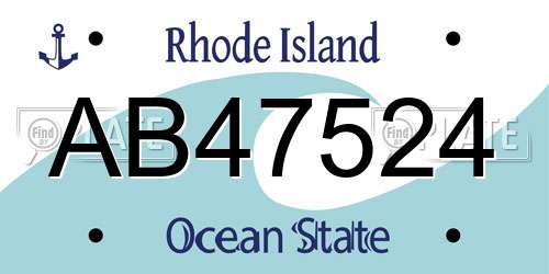AB47524 Rhode Island License Plate