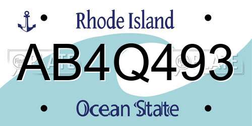 AB4Q493 Rhode Island License Plate