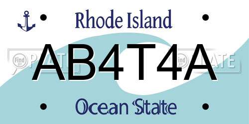 AB4T4A Rhode Island License Plate