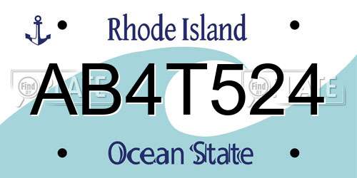 AB4T524 Rhode Island License Plate