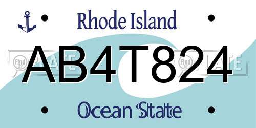 AB4T824 Rhode Island License Plate