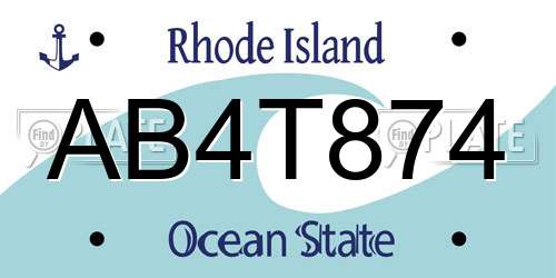 AB4T874 Rhode Island License Plate