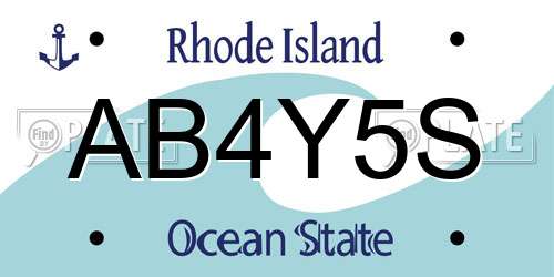 AB4Y5S Rhode Island License Plate