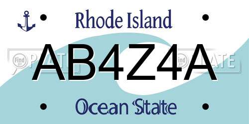 AB4Z4A Rhode Island License Plate