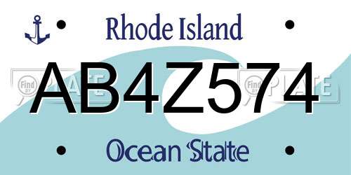 AB4Z574 Rhode Island License Plate