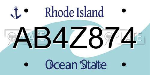 AB4Z874 Rhode Island License Plate