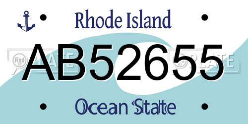 AB52655 Rhode Island License Plate