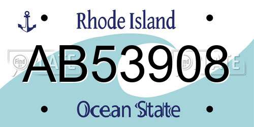 AB53908 Rhode Island License Plate
