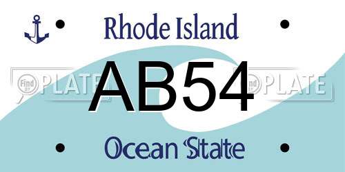 AB54 Rhode Island License Plate