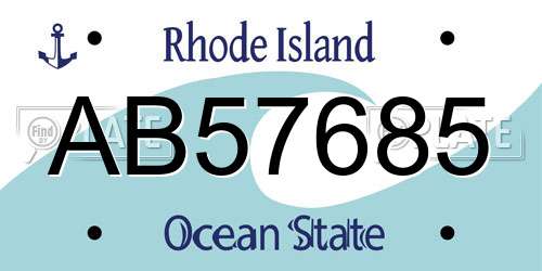 AB57685 Rhode Island License Plate