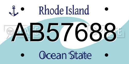 AB57688 Rhode Island License Plate