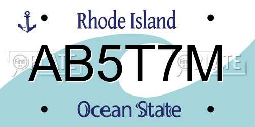 AB5T7M Rhode Island License Plate