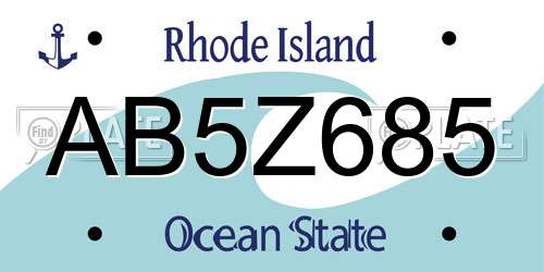 AB5Z685 Rhode Island License Plate