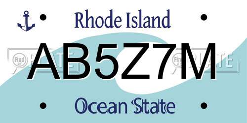 AB5Z7M Rhode Island License Plate