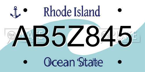 AB5Z845 Rhode Island License Plate