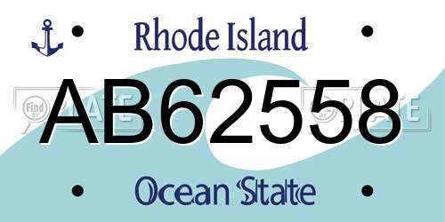 AB62558 Rhode Island License Plate