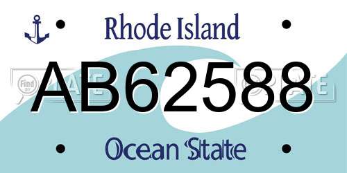 AB62588 Rhode Island License Plate
