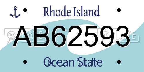 AB62593 Rhode Island License Plate