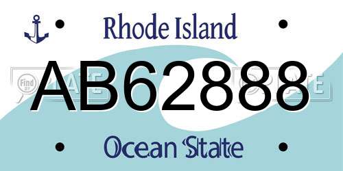 AB62888 Rhode Island License Plate