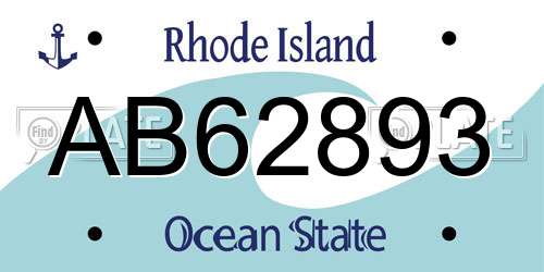 AB62893 Rhode Island License Plate