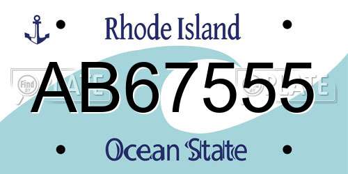 AB67555 Rhode Island License Plate