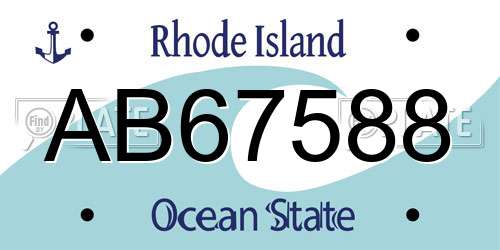 AB67588 Rhode Island License Plate