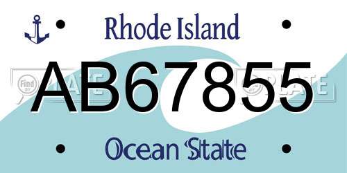 AB67855 Rhode Island License Plate