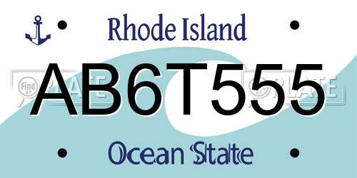 AB6T555 Rhode Island License Plate