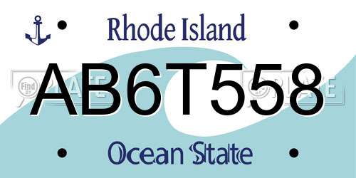 AB6T558 Rhode Island License Plate