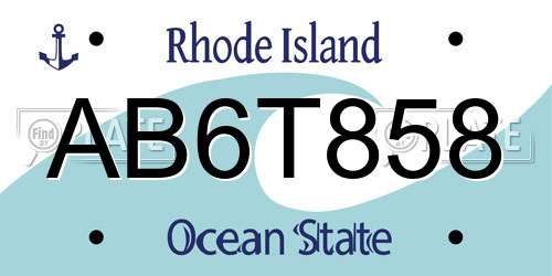 AB6T858 Rhode Island License Plate