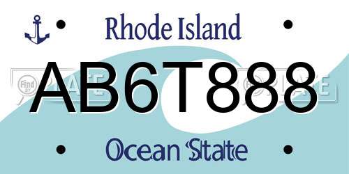 AB6T888 Rhode Island License Plate
