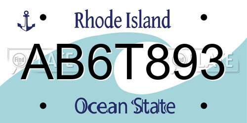 AB6T893 Rhode Island License Plate
