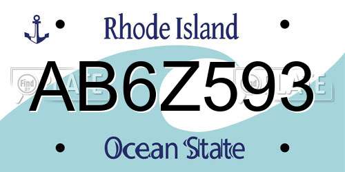 AB6Z593 Rhode Island License Plate