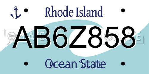 AB6Z858 Rhode Island License Plate