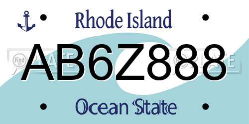 AB6Z888 Rhode Island License Plate