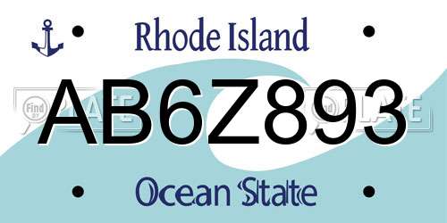 AB6Z893 Rhode Island License Plate