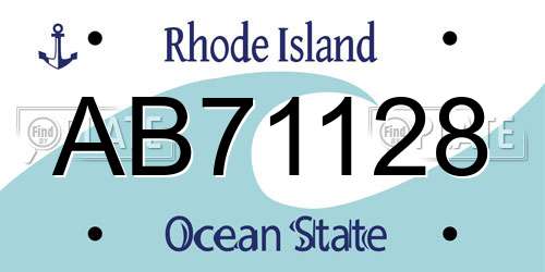 AB71128 Rhode Island License Plate