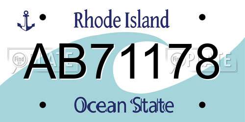 AB71178 Rhode Island License Plate