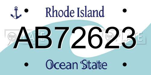 AB72623 Rhode Island License Plate