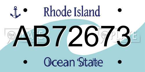 AB72673 Rhode Island License Plate